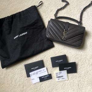 YSL C Wall Monogram Poncho Coal